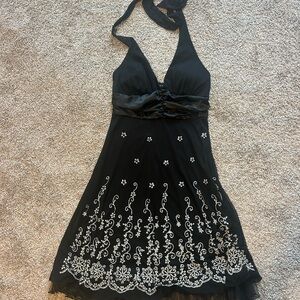 Ruby Rox Black Mini Dress with White Embroidery